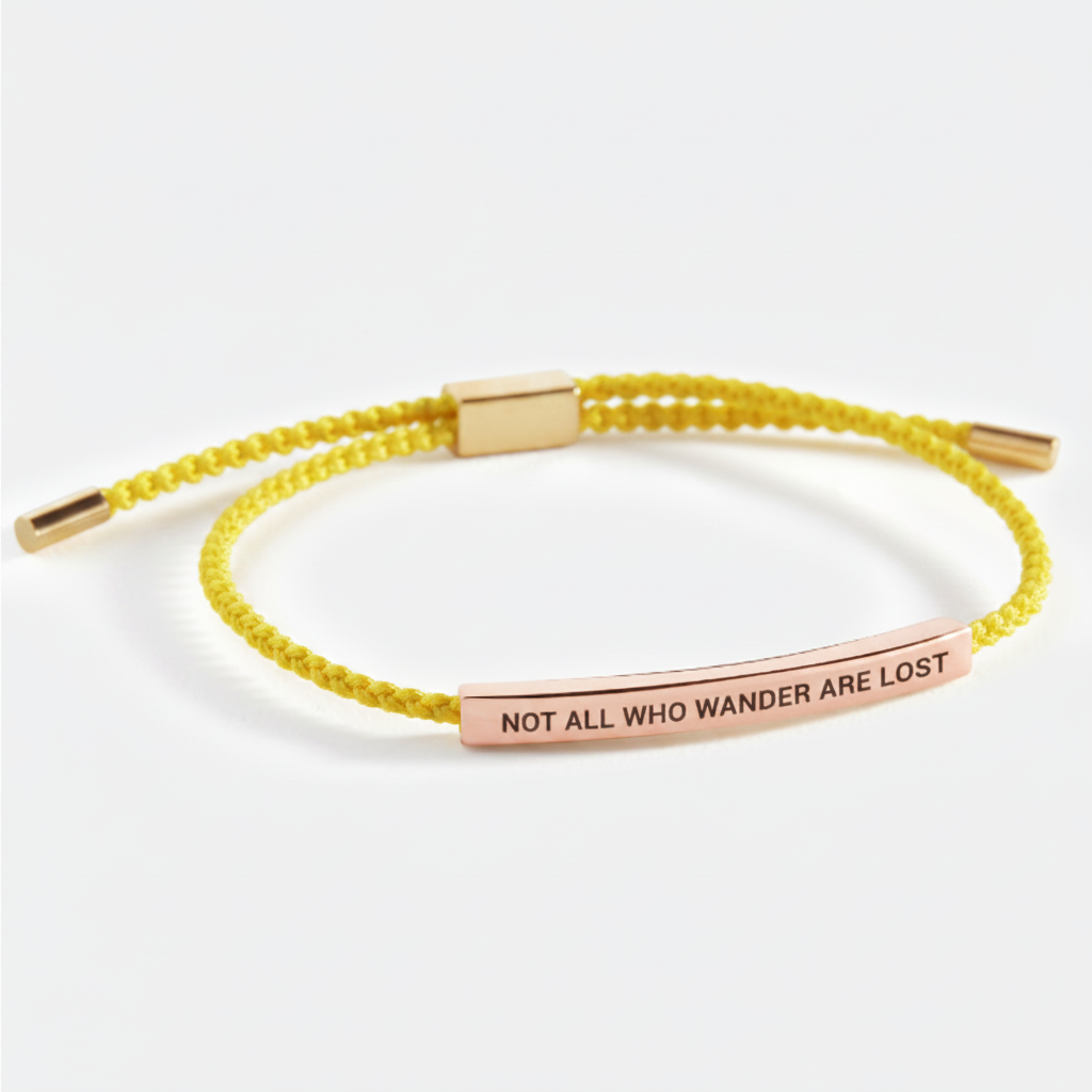 Not All Who Wander Are Lost Inspire Bracelet in Lemon Yellow, 18-k-rose-gold-plated by Seeyoura