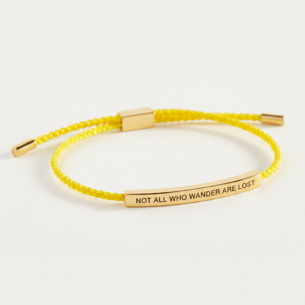 Not All Who Wander Are Lost Inspire Bracelet in Lemon Yellow, gold by Seeyoura