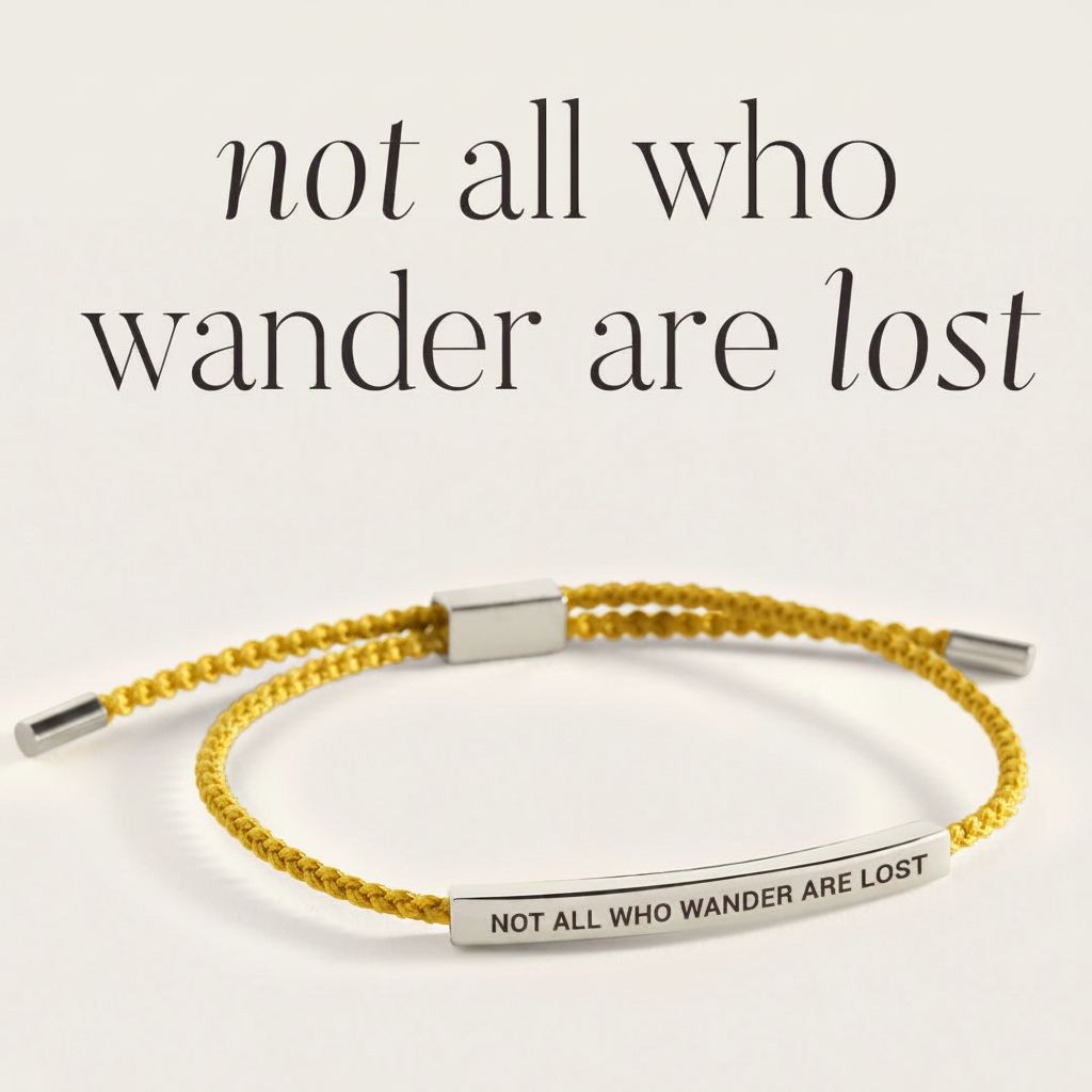 Not All Who Wander Are Lost Inspire Bracelet in Lemon Yellow, silver by Seeyoura