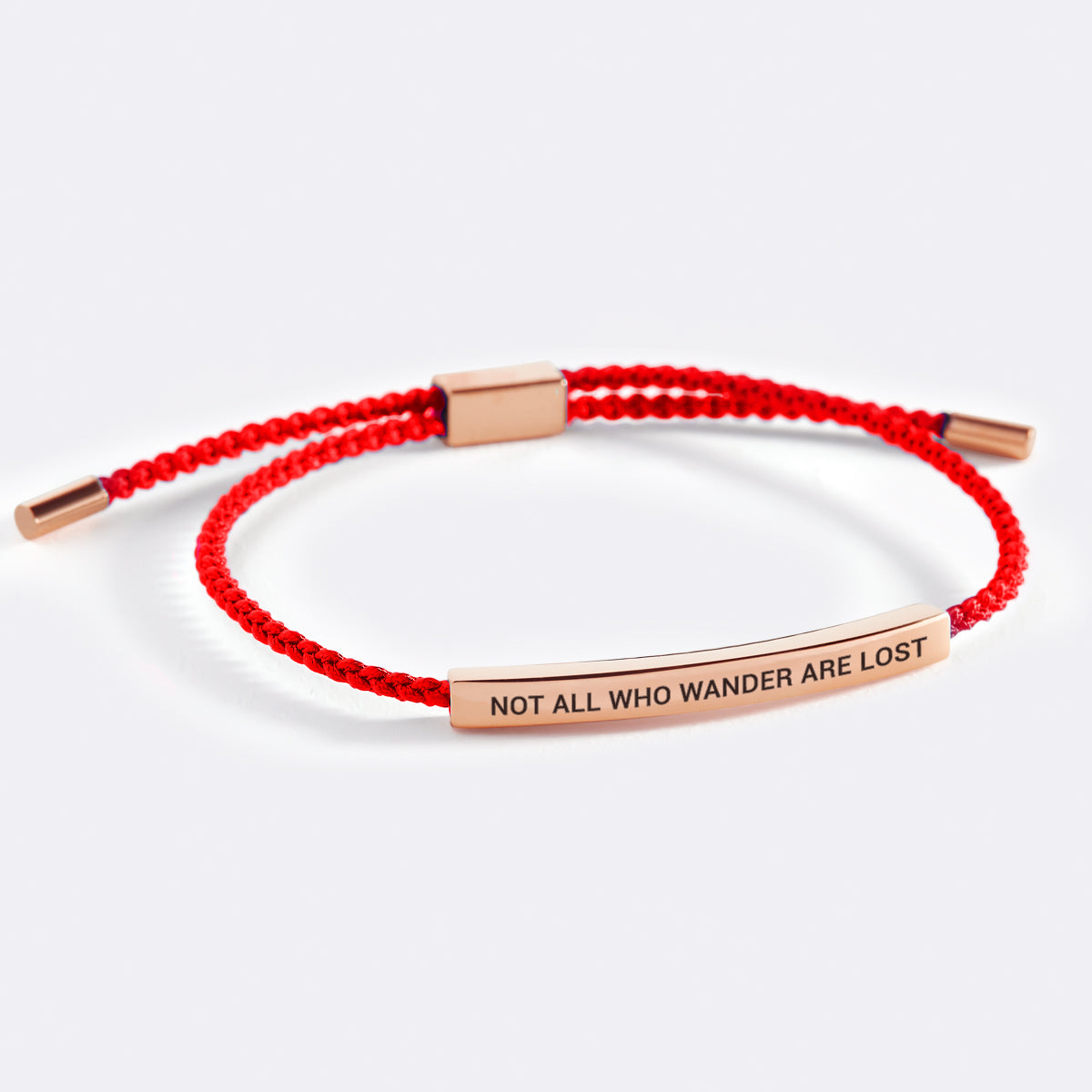 Not All Who Wander Are Lost Inspire Bracelet in Lucky Red, 18-k-rose-gold-plated by Seeyoura