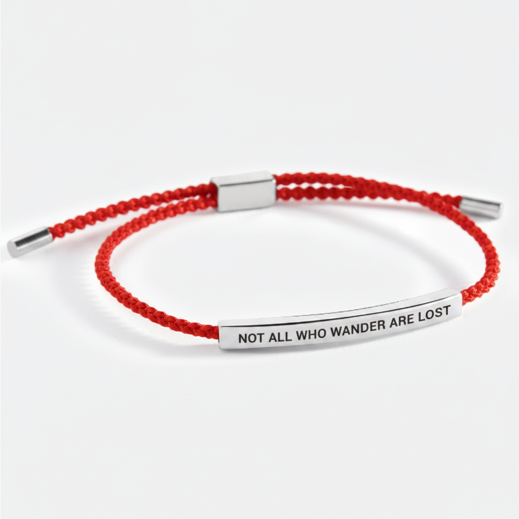 Not All Who Wander Are Lost Inspire Bracelet in Lucky Red, silver by Seeyoura