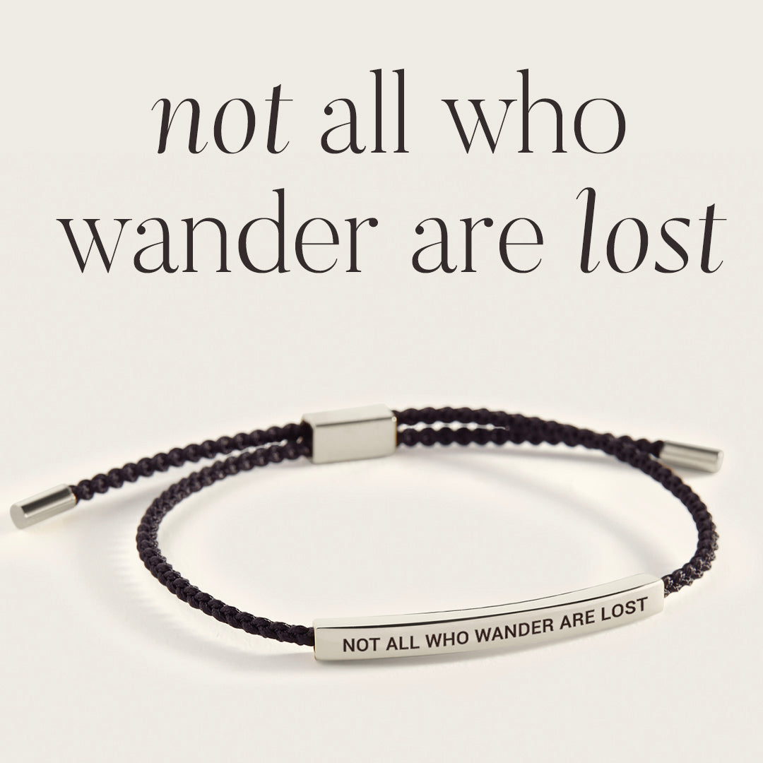 Not All Who Wander Are Lost Inspire Bracelet in Midnight Black, silver by Seeyoura