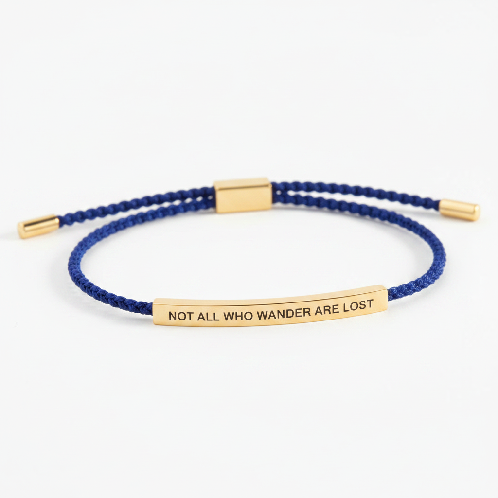 Not All Who Wander Are Lost Inspire Bracelet in Royal Blue, gold by Seeyoura