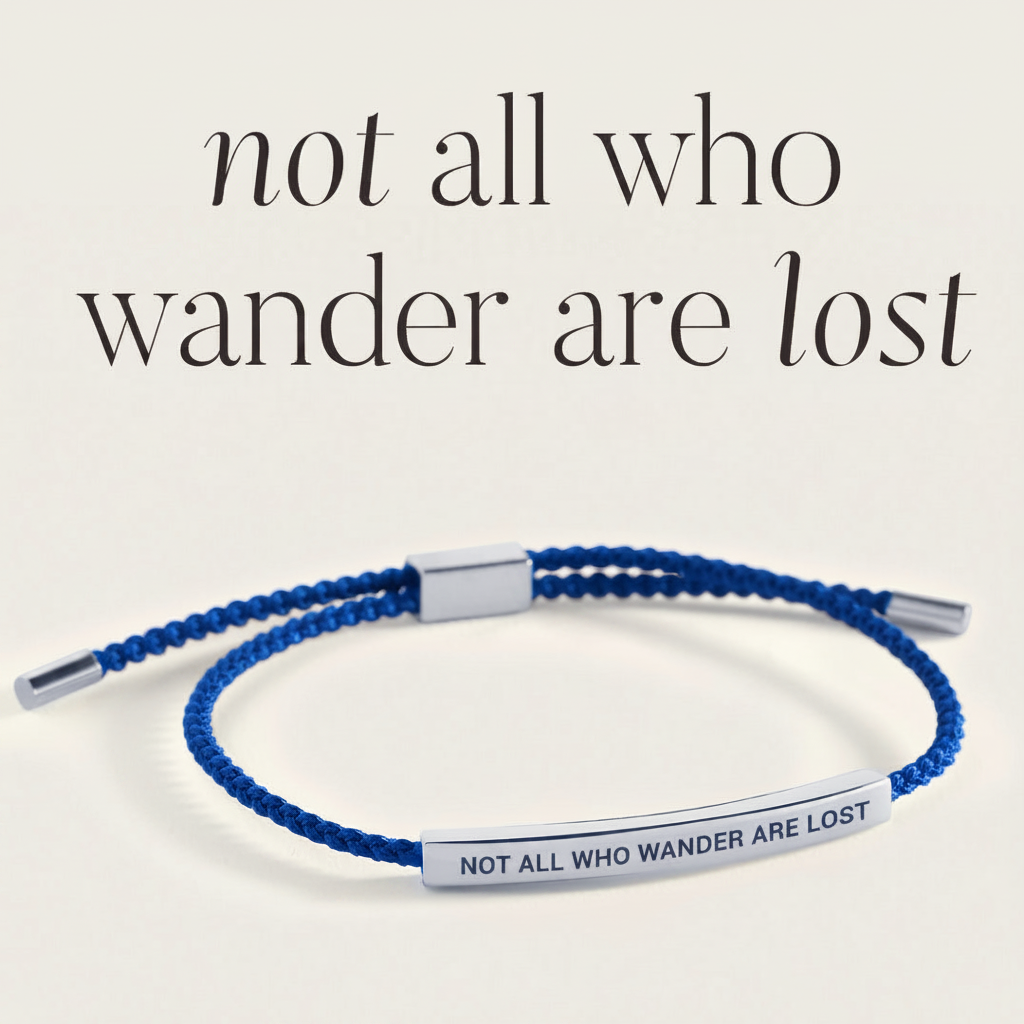 Not All Who Wander Are Lost Inspire Bracelet in Royal Blue, silver by Seeyoura