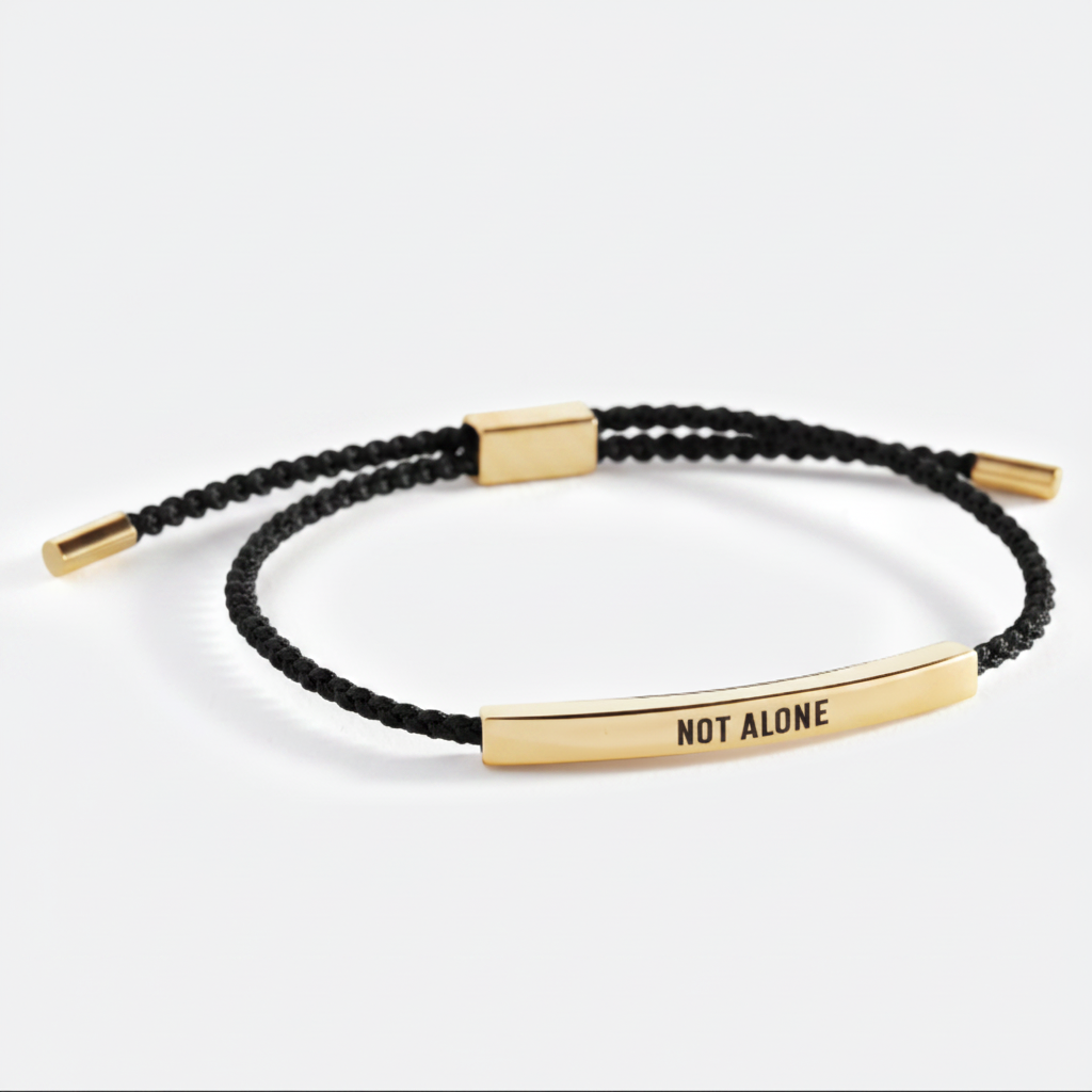 Not Alone Inspire Bracelet in Midnight Black, gold by Seeyoura