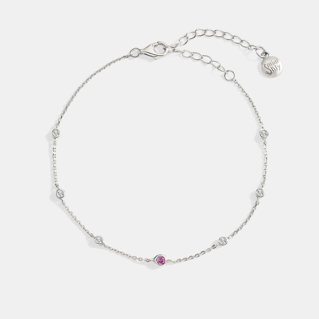 October Birthstone Station Bracelet in 925-sterling-silver by Seeyoura