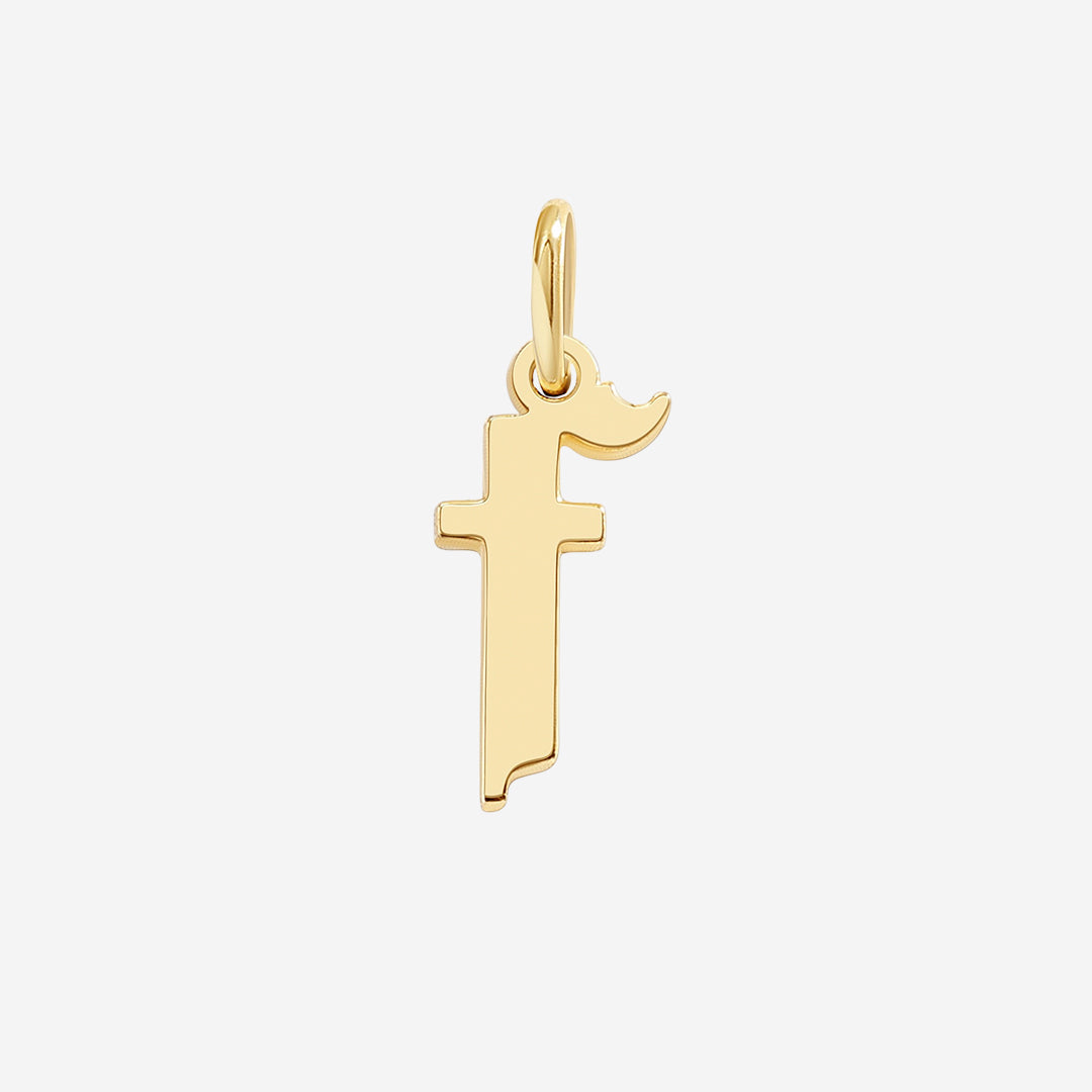 Old English Letter Charm in F by Seeyoura