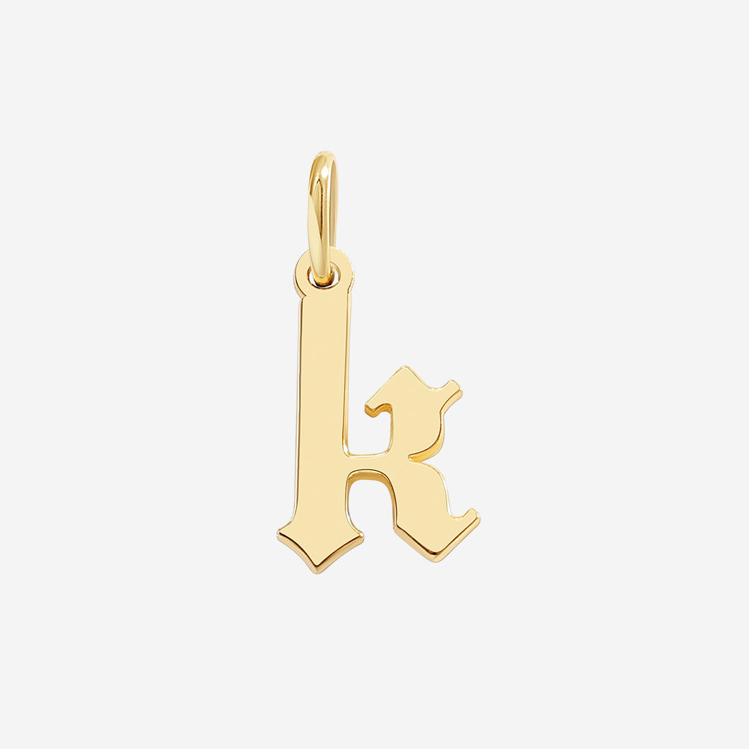 Old English Letter Charm in K by Seeyoura