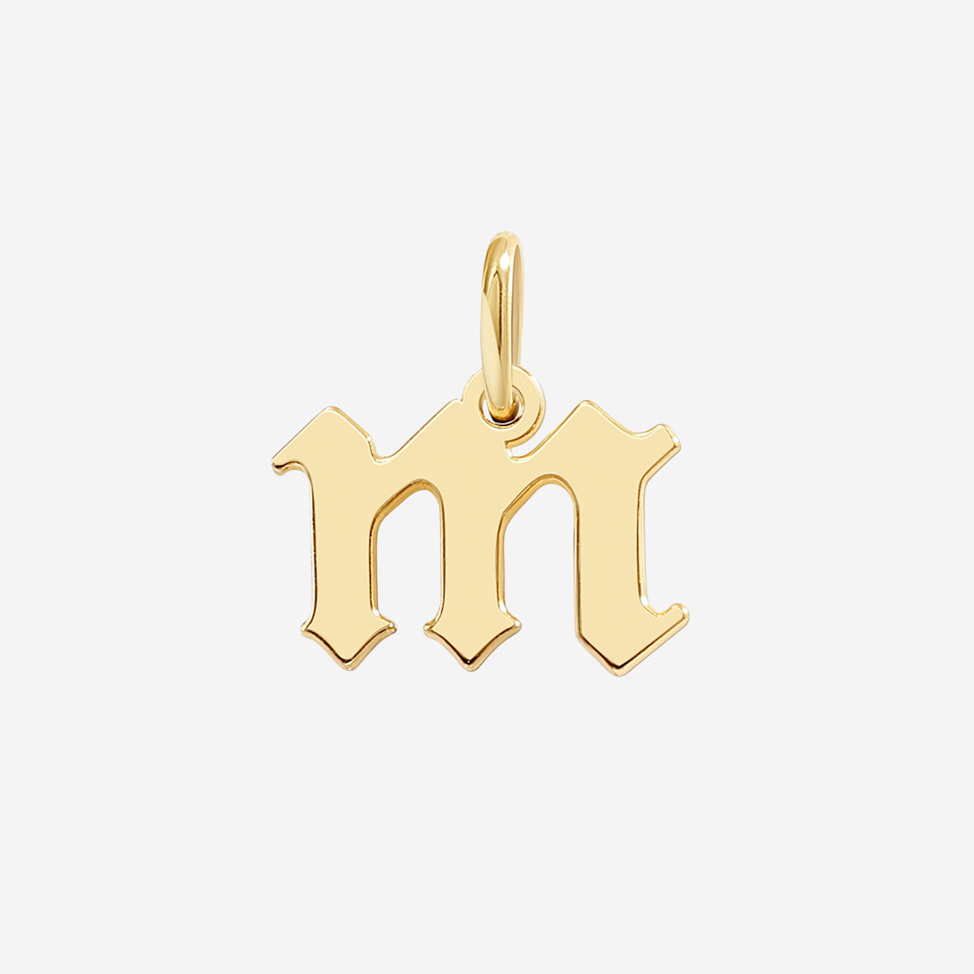 Old English Letter Charm in M by Seeyoura