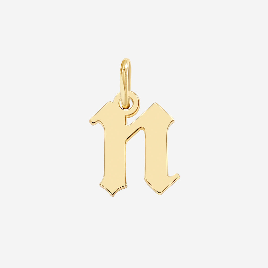 Old English Letter Charm in N by Seeyoura