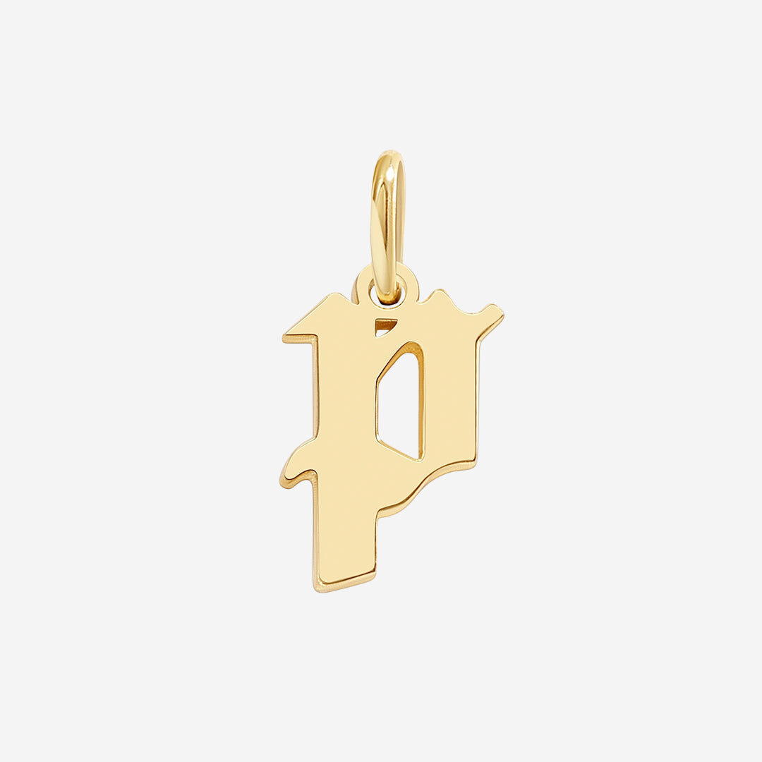 Old English Letter Charm in P by Seeyoura