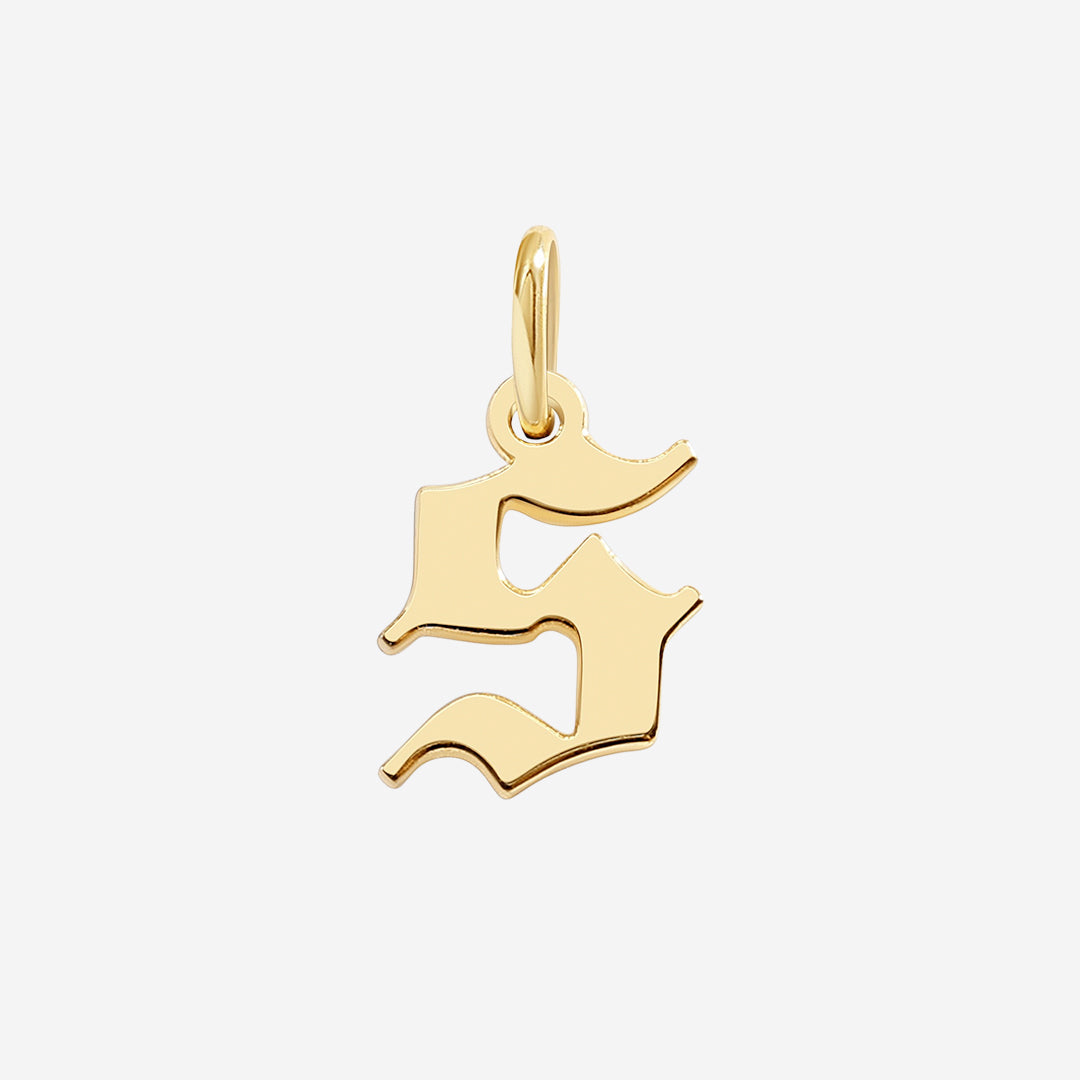 Old English Letter Charm in S by Seeyoura