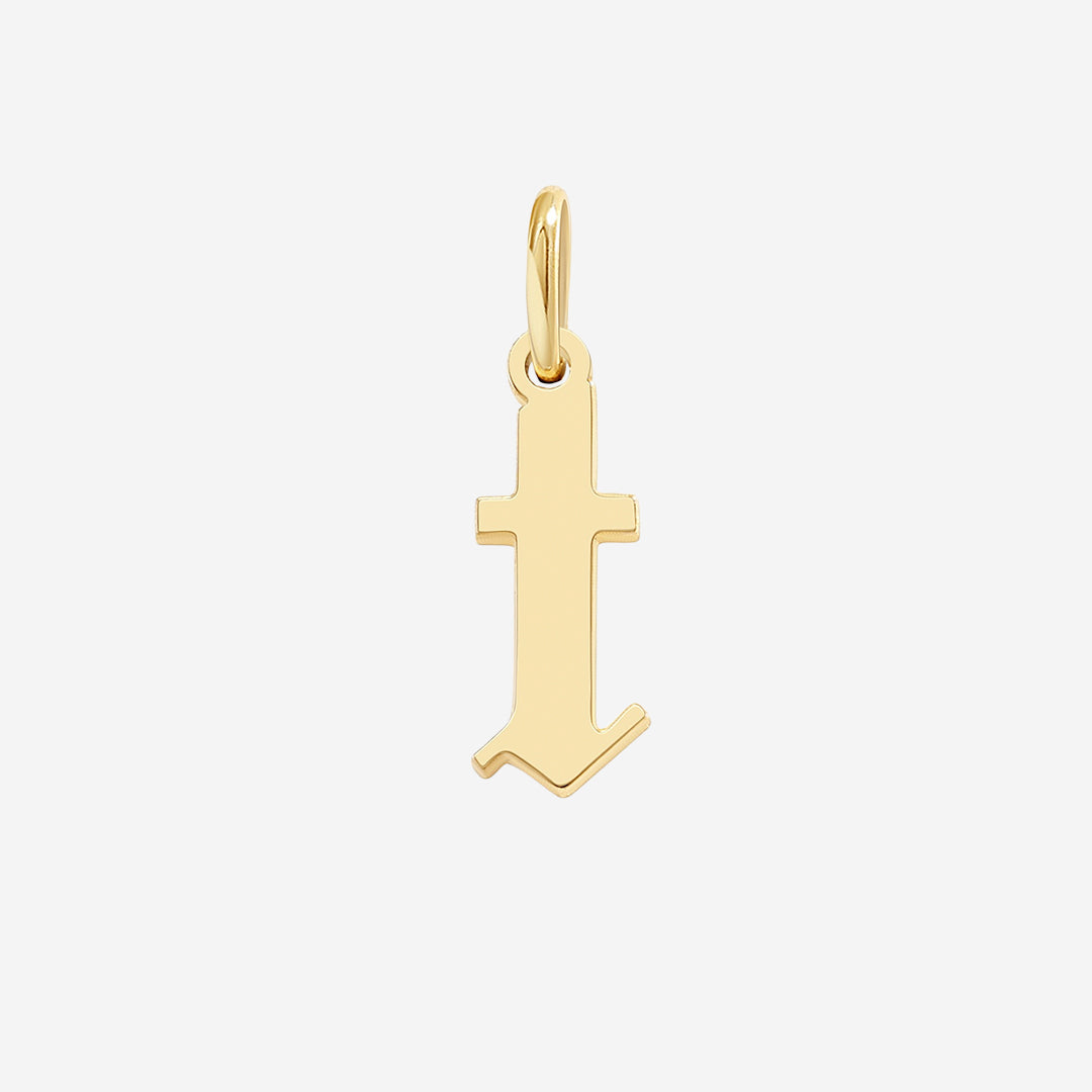 Old English Letter Charm in T by Seeyoura
