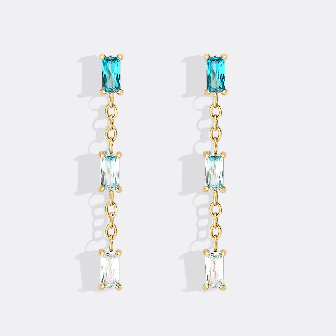 Ombré Baguette Dangle Earrings in aqua by Seeyoura