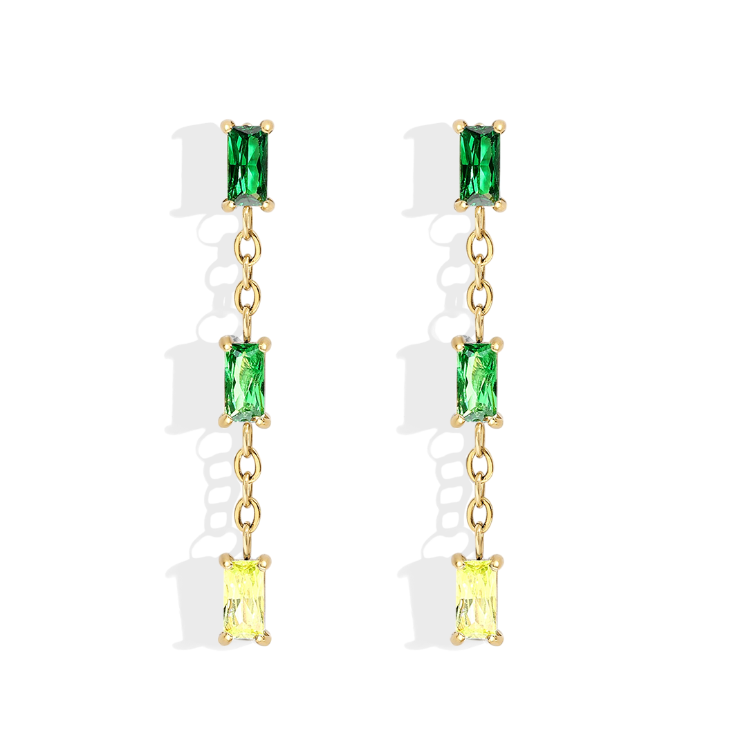 Ombré Baguette Dangle Earrings in emerald by Seeyoura