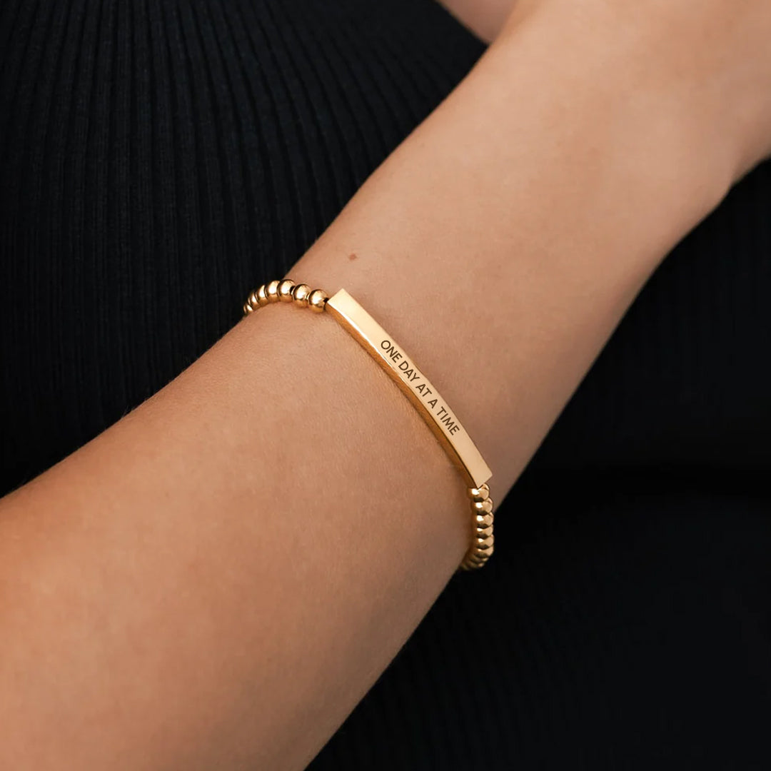 One Day At A Time Beaded Inspire Bracelet by Seeyoura