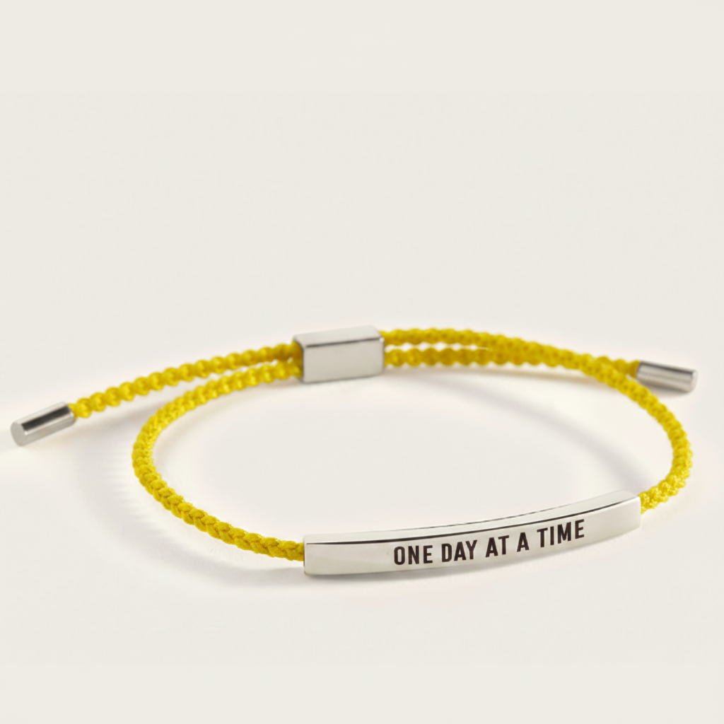 One Day At A Time Inspire Bracelet in Lemon Yellow, silver by Seeyoura