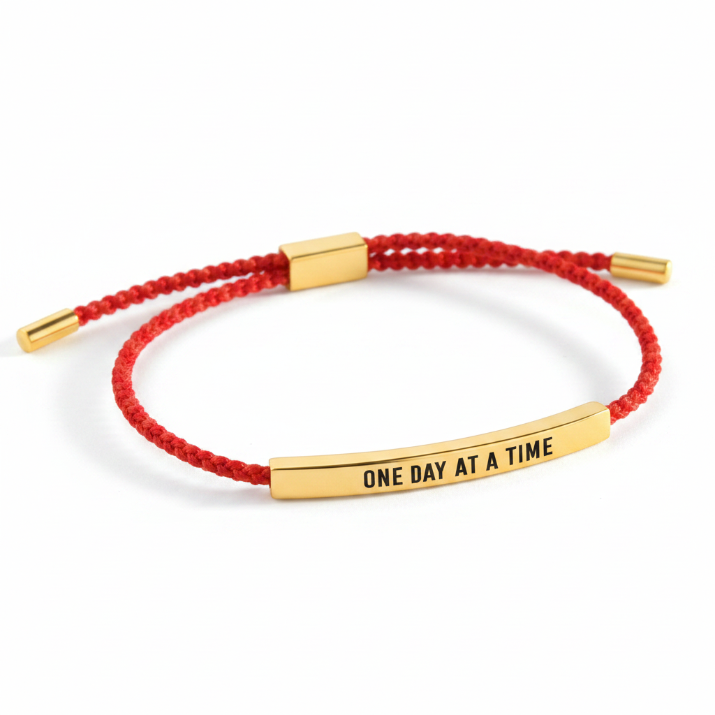 One Day At A Time Inspire Bracelet in Lucky Red, gold by Seeyoura