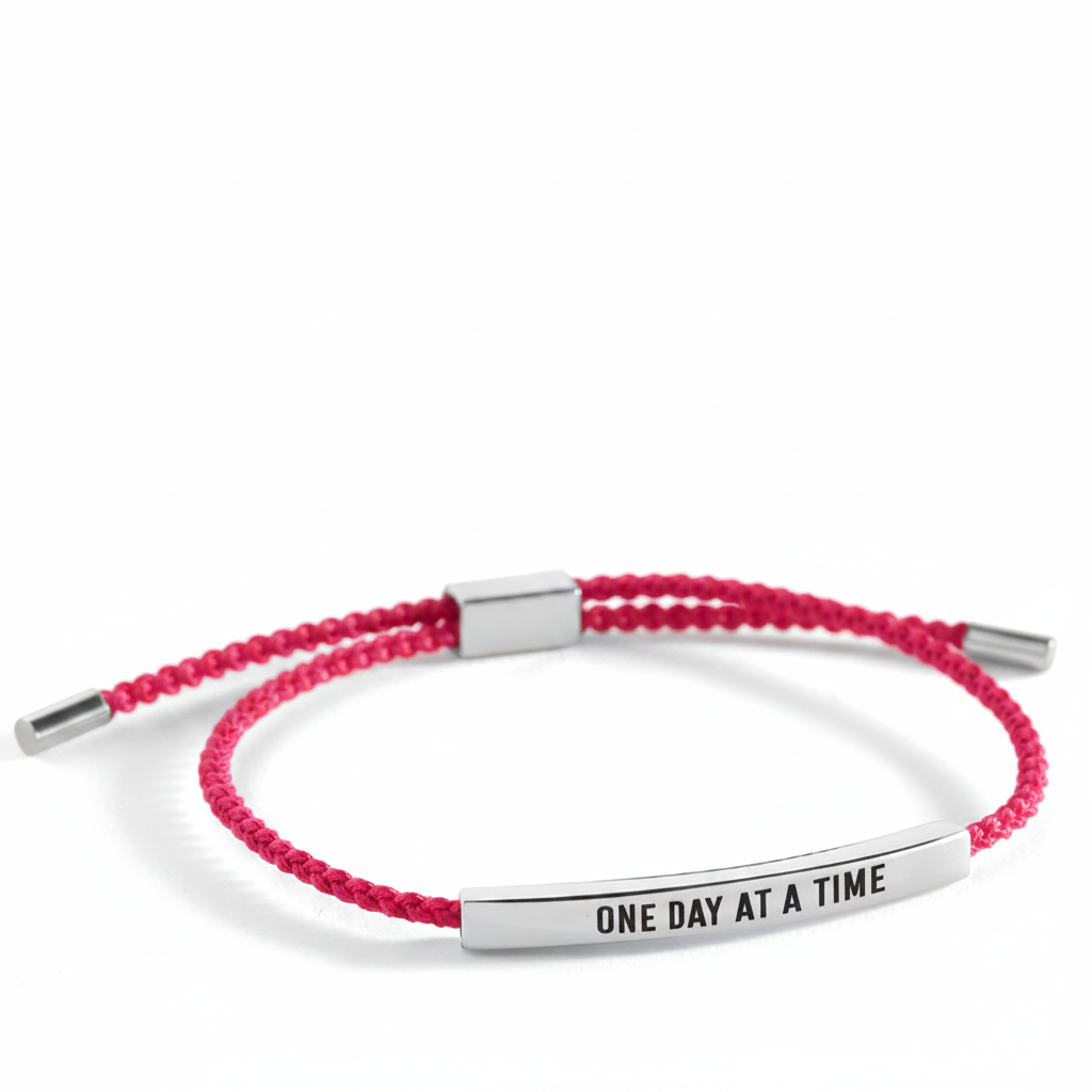 One Day At A Time Inspire Bracelet in Lucky Red, silver by Seeyoura