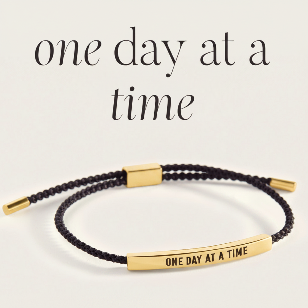 One Day At A Time Inspire Bracelet in Midnight Black, gold by Seeyoura