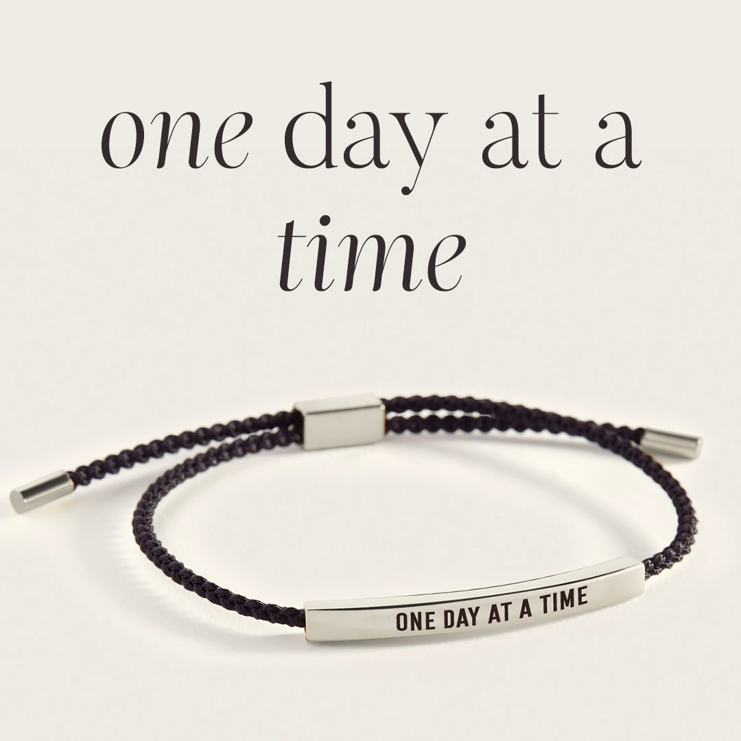 One Day At A Time Inspire Bracelet in Midnight Black, silver by Seeyoura