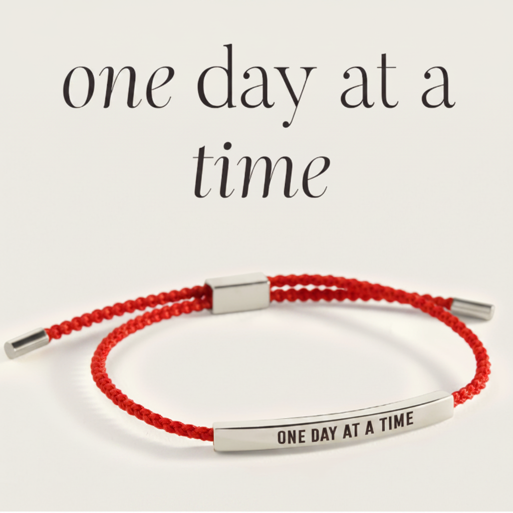 One Day At A Time Inspire Bracelet in Pink, silver by Seeyoura