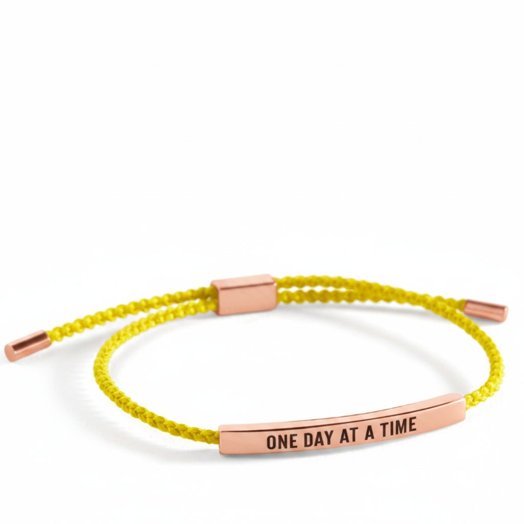 One Day at a Time Inspire Bracelet in Lemon Yellow, 18-k-rose-gold-plated by Seeyoura