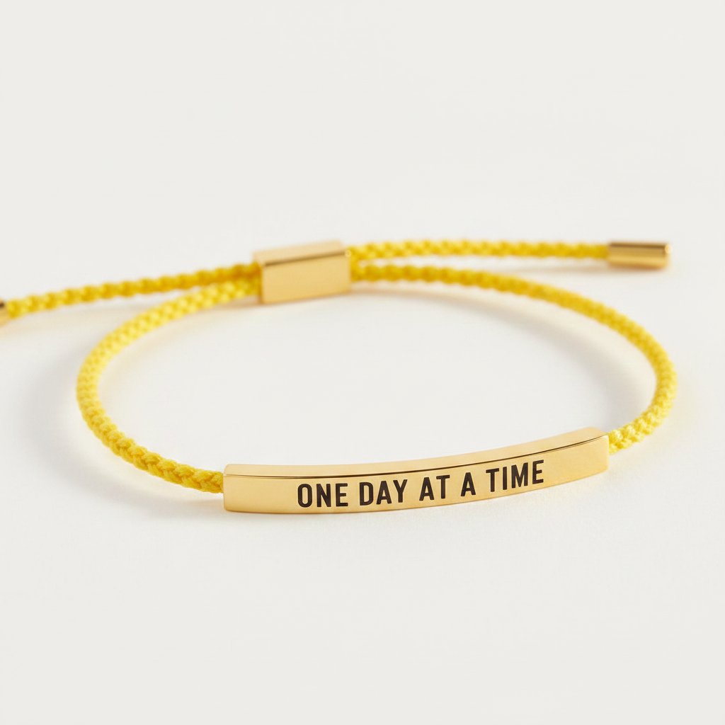 One Day at a Time Inspire Bracelet in Lemon Yellow, gold by Seeyoura