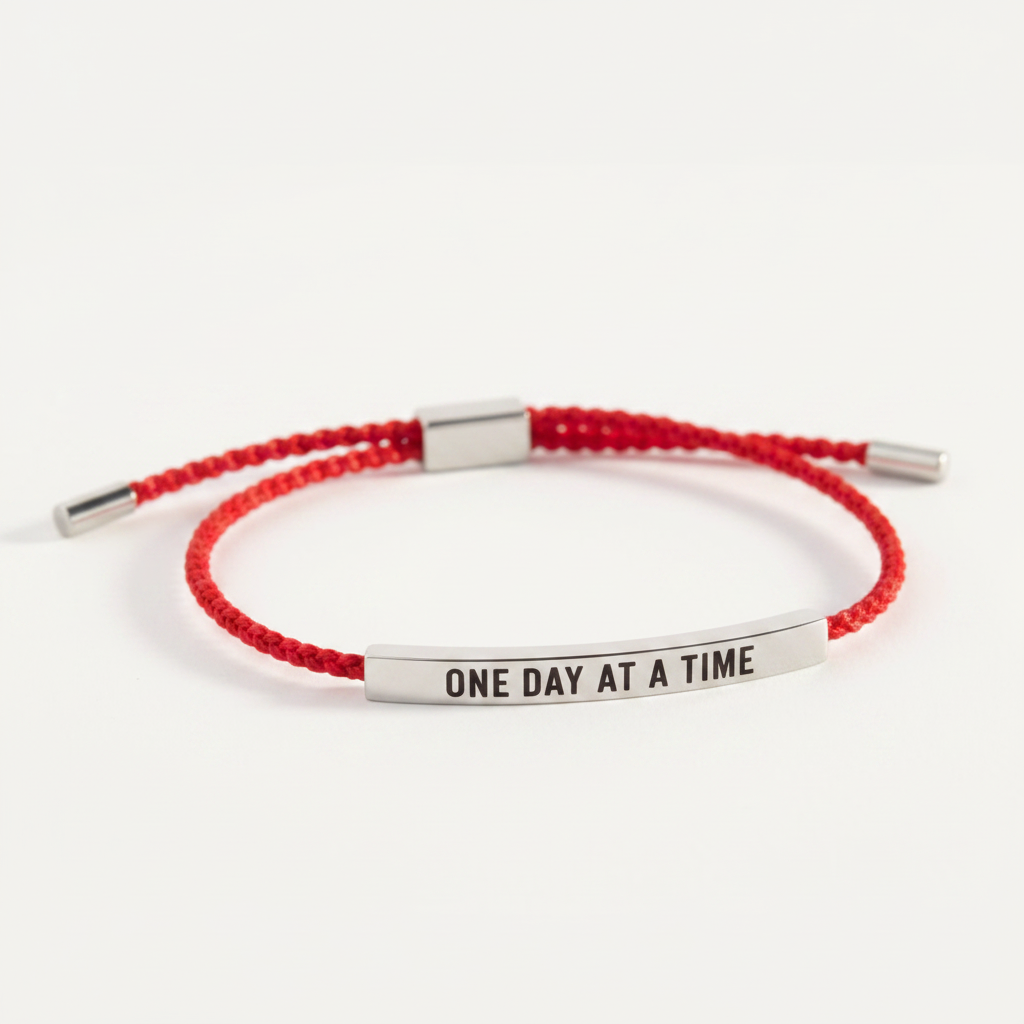 One Day at a Time Inspire Bracelet in Lucky Red, silver by Seeyoura