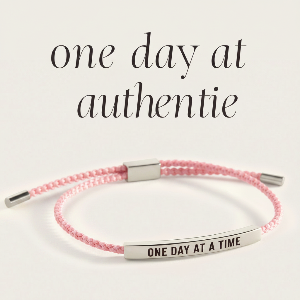 One Day at a Time Inspire Bracelet in Pink, silver by Seeyoura