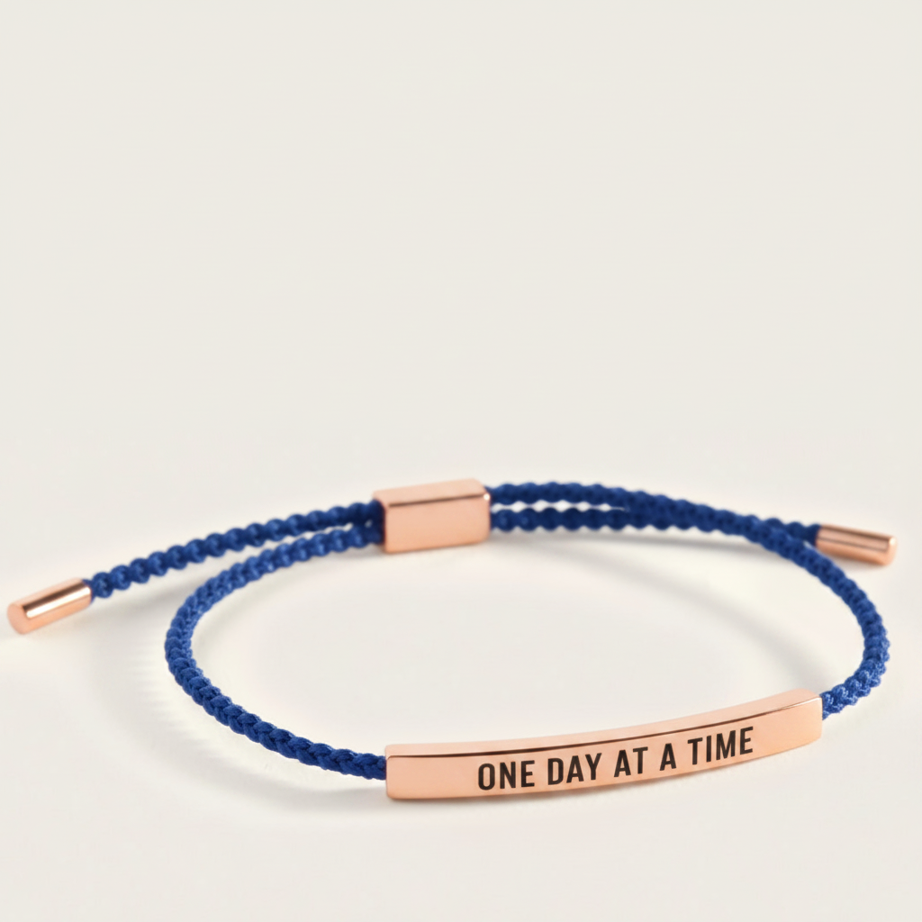 One Day at a Time Inspire Bracelet in Royal Blue, 18-k-rose-gold-plated by Seeyoura