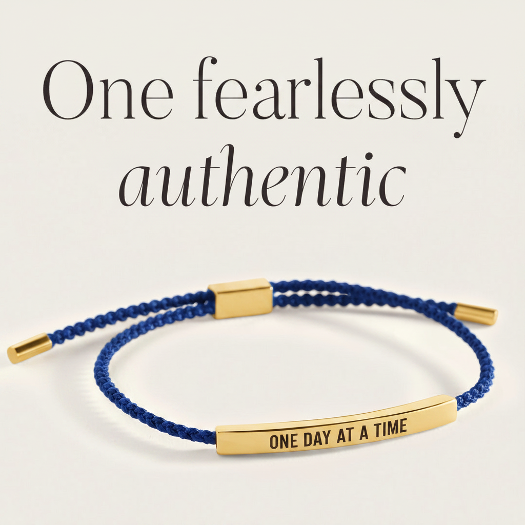 One Day at a Time Inspire Bracelet in Royal Blue, gold by Seeyoura