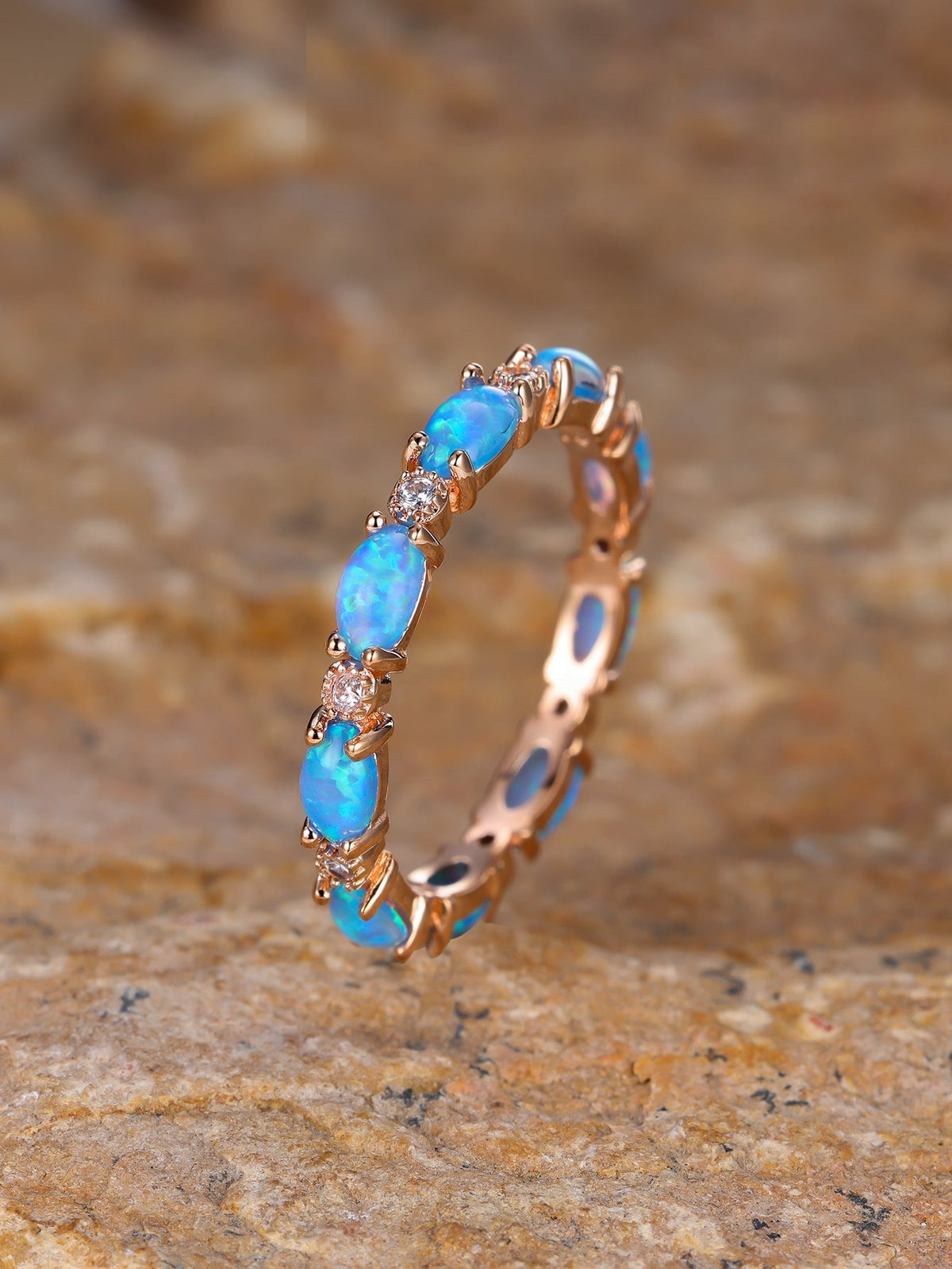 Opal Heart Ring — Champagne Gold Blue by Seeyoura