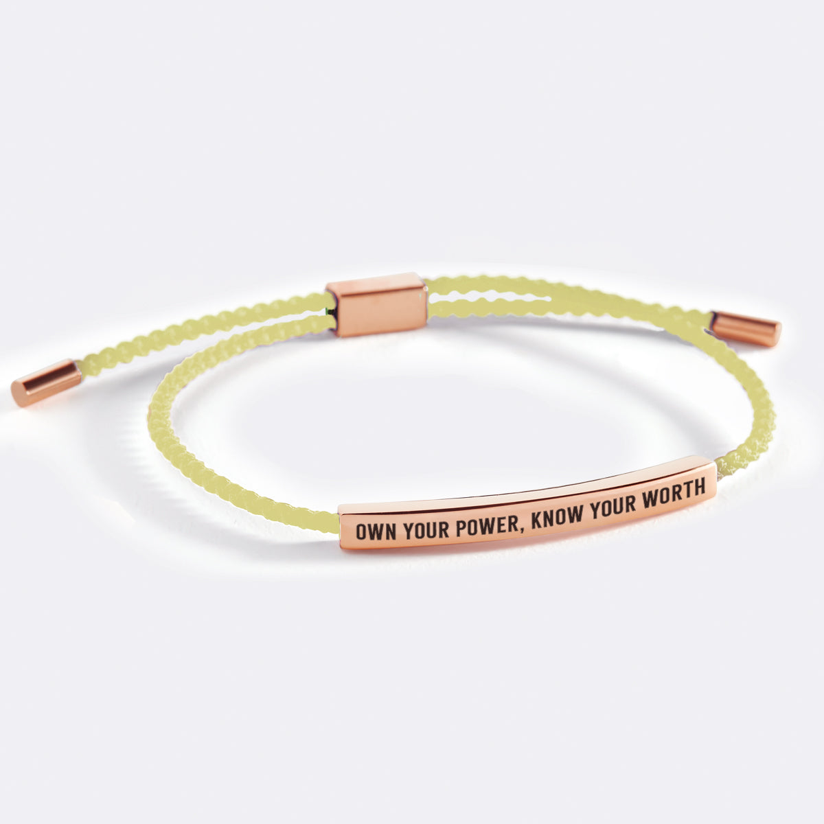 Own Your Power, Know Your Worth Inspire Bracelet in Lemon Yellow, 18-k-rose-gold-plated by Seeyoura