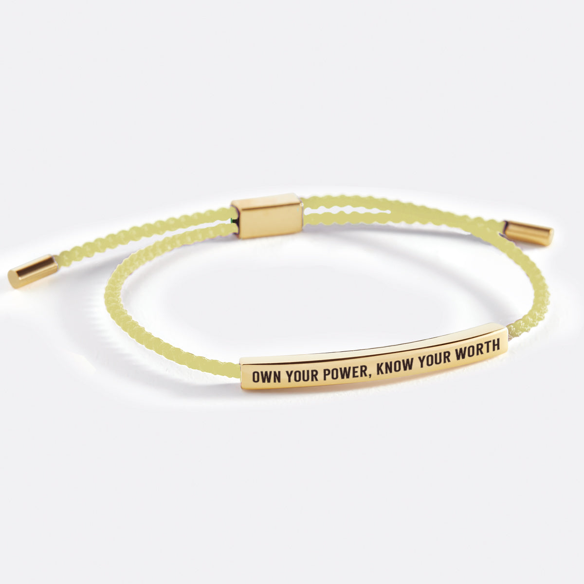Own Your Power, Know Your Worth Inspire Bracelet in Lemon Yellow, gold by Seeyoura