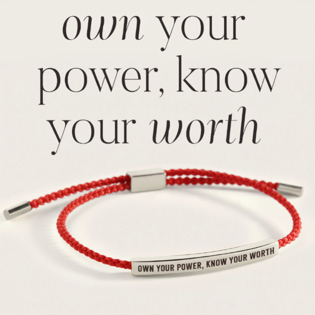 Own Your Power, Know Your Worth Inspire Bracelet in Lucky Red, silver by Seeyoura