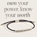 Own Your Power, Know Your Worth Inspire Bracelet in Midnight Black, silver by Seeyoura