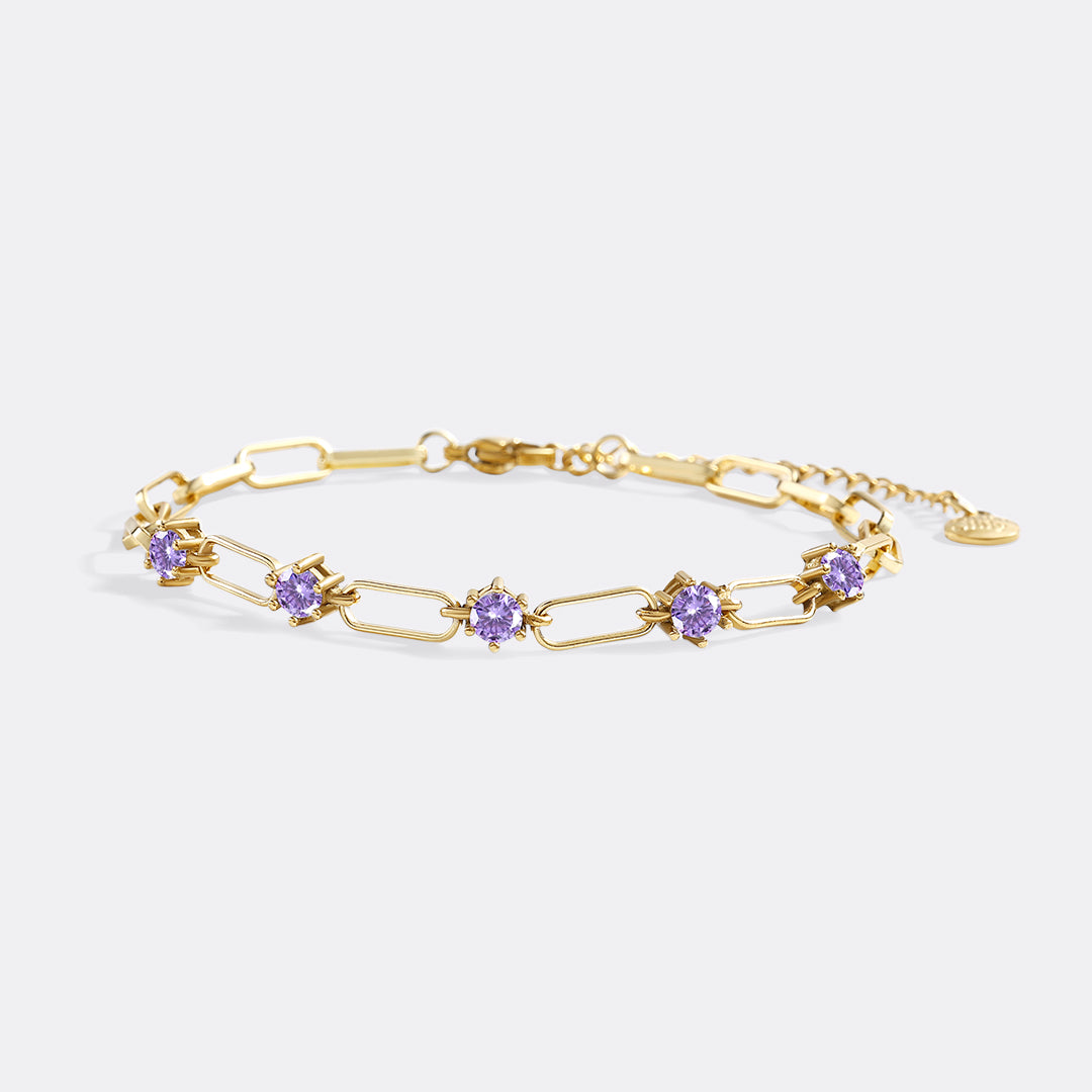 Paperclip Bracelet with Gemstone Accents in amethyst-february by Seeyoura