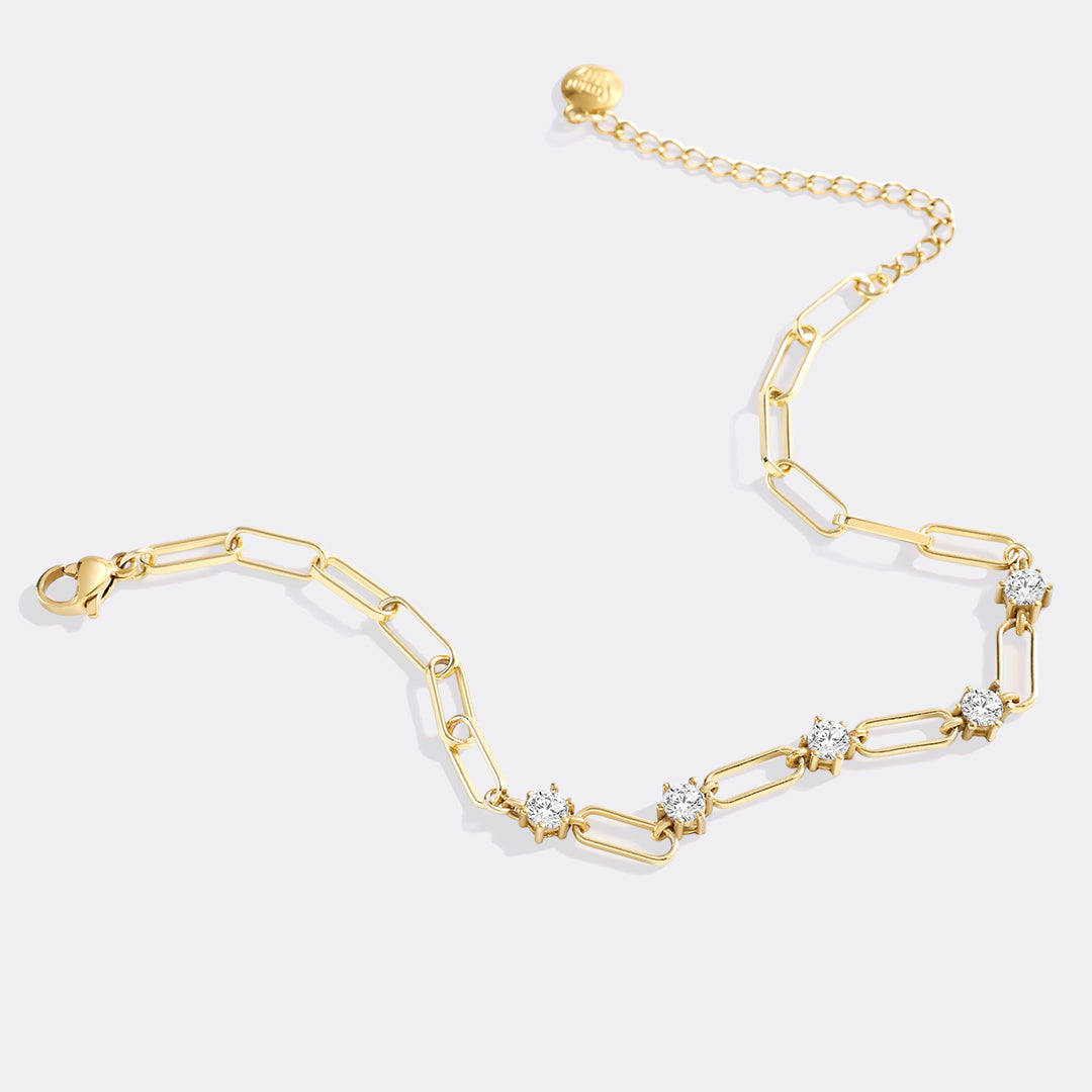 Paperclip Bracelet with Gemstone Accents in diamond-april by Seeyoura
