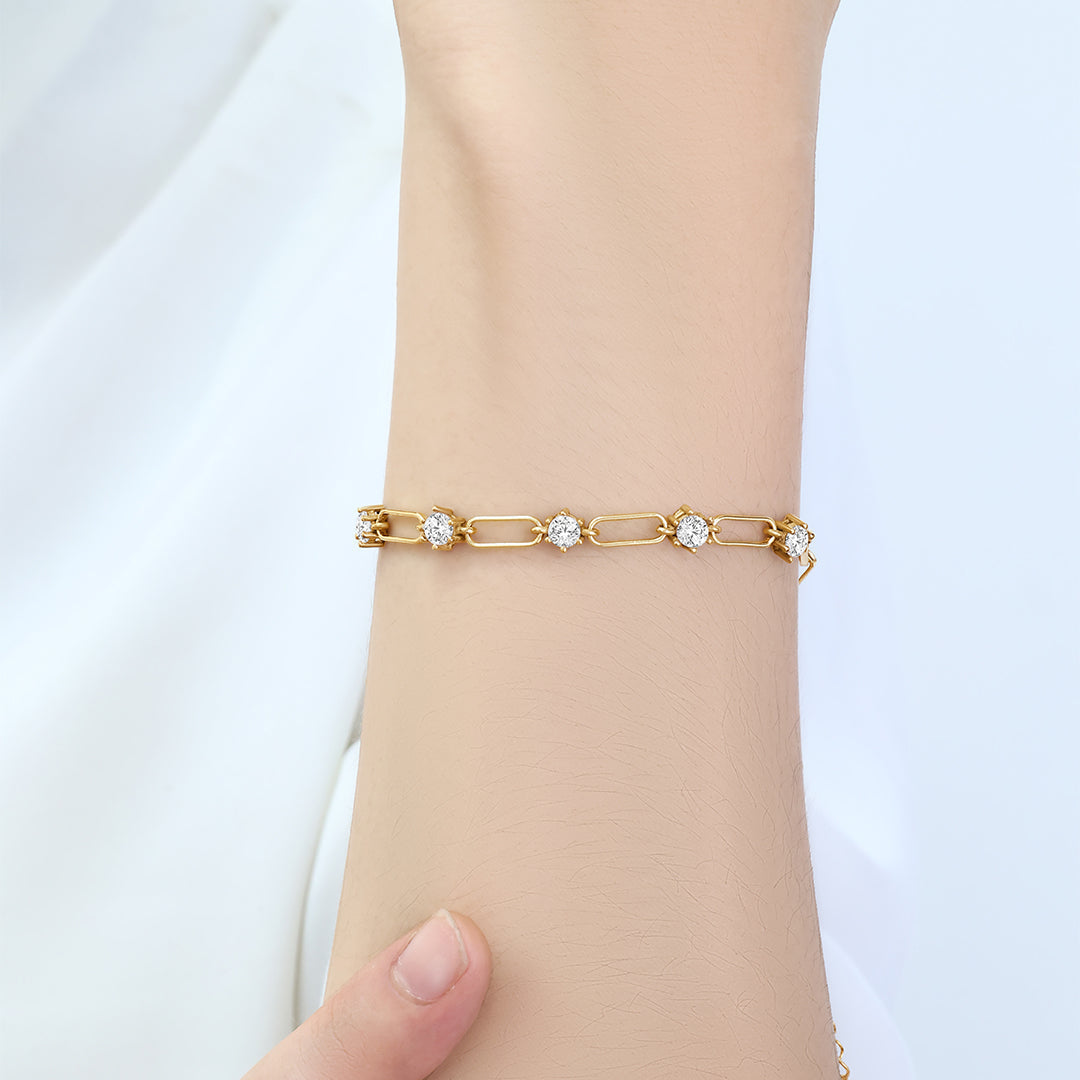 Paperclip Bracelet with Gemstone Accents by Seeyoura
