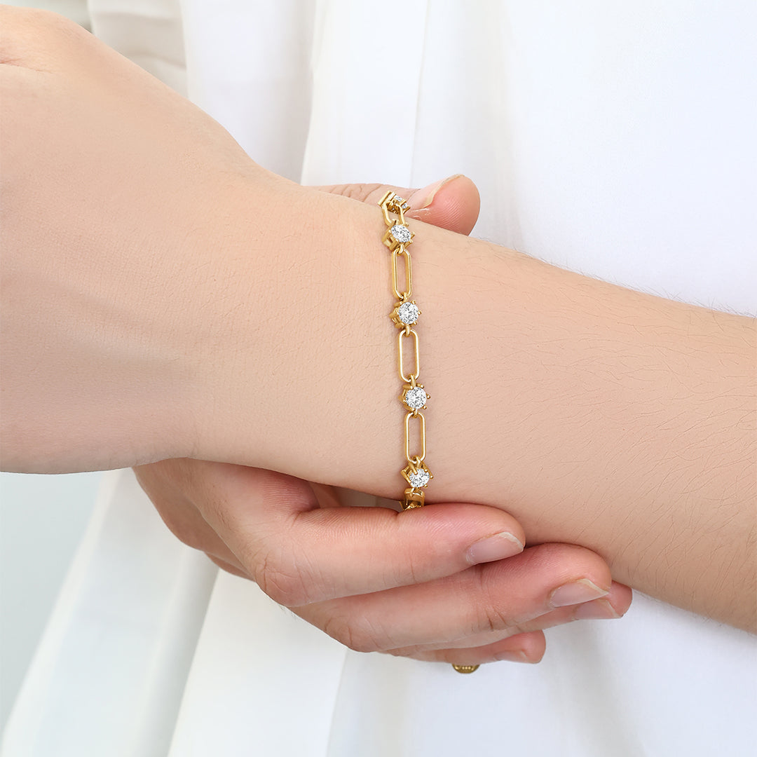 Paperclip Bracelet with Gemstone Accents by Seeyoura
