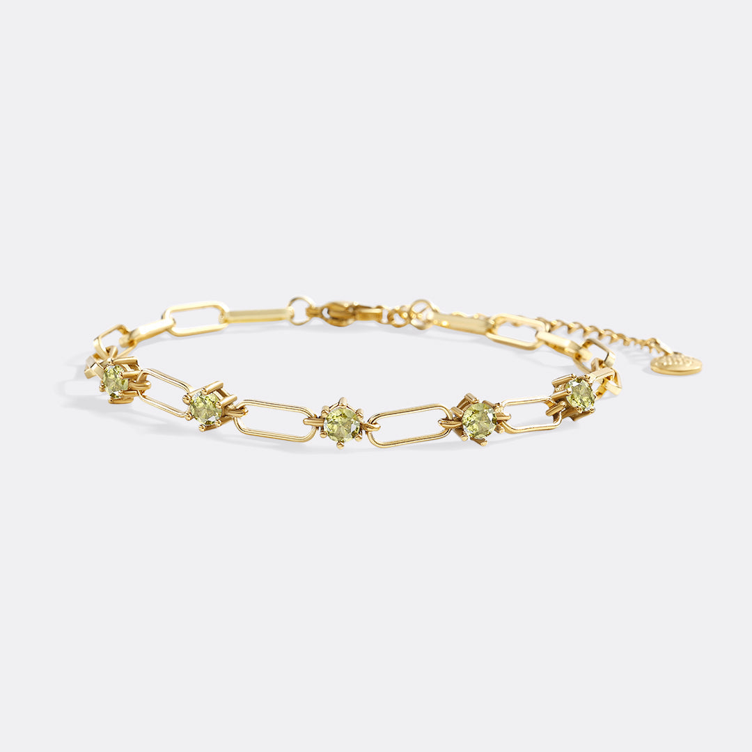 Paperclip Bracelet with Gemstone Accents in peridot-august by Seeyoura