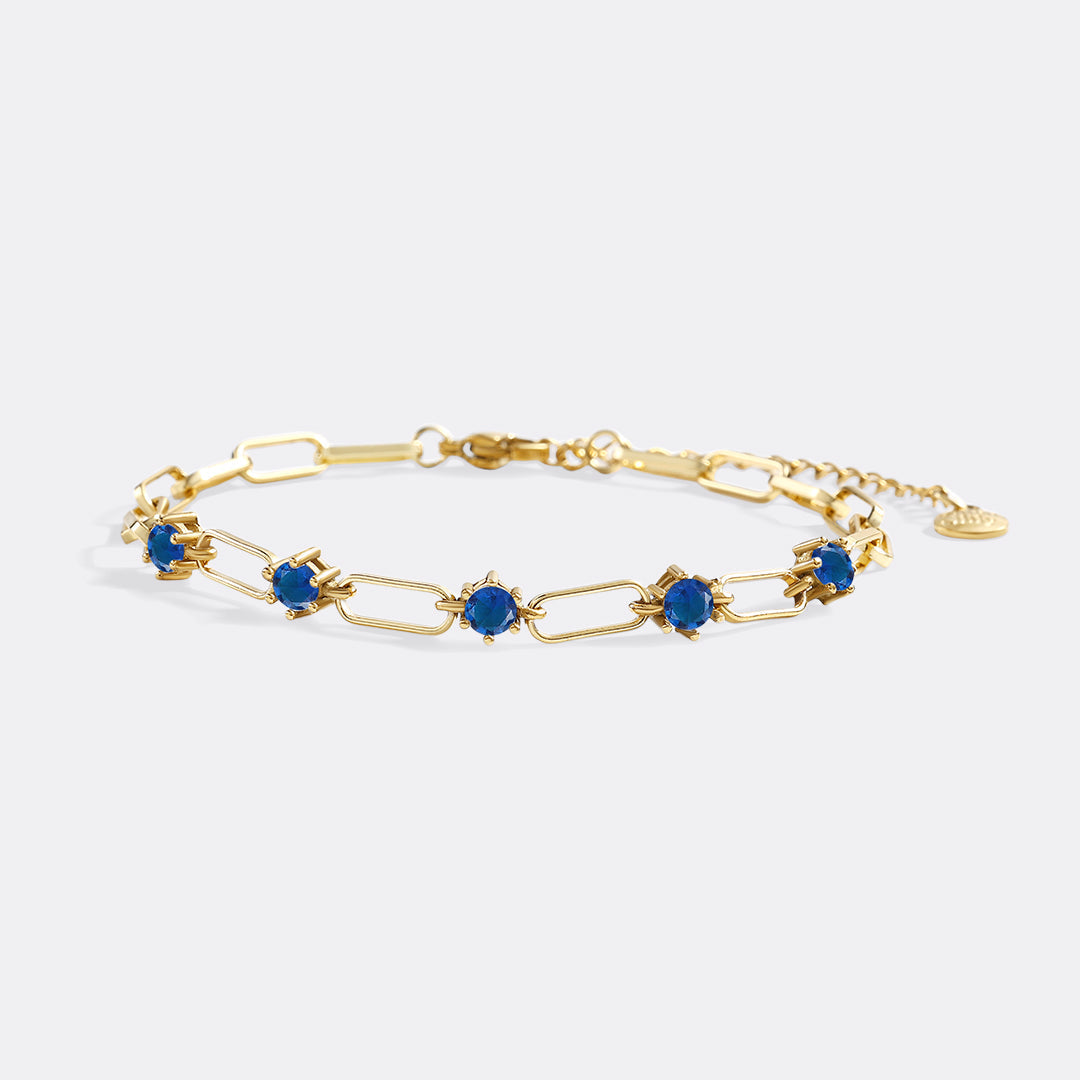 Paperclip Bracelet with Gemstone Accents in sapphire-september by Seeyoura