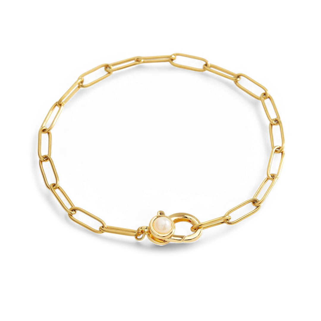 Paperclip Bracelet with Pearl Accent by Seeyoura