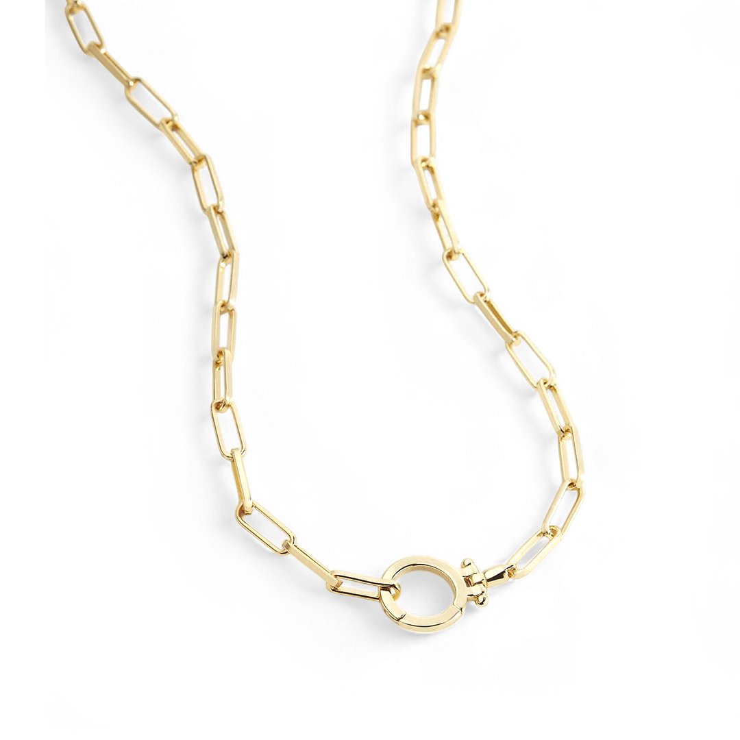 Mint Paperclip Necklace in gold, 18" by Seeyoura