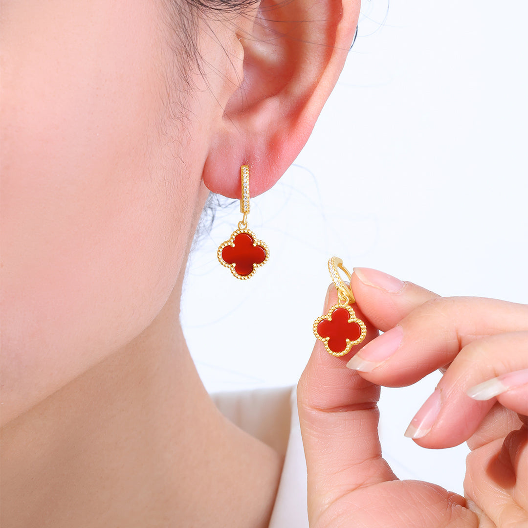 Pavé Clover Drop Earrings by Seeyoura