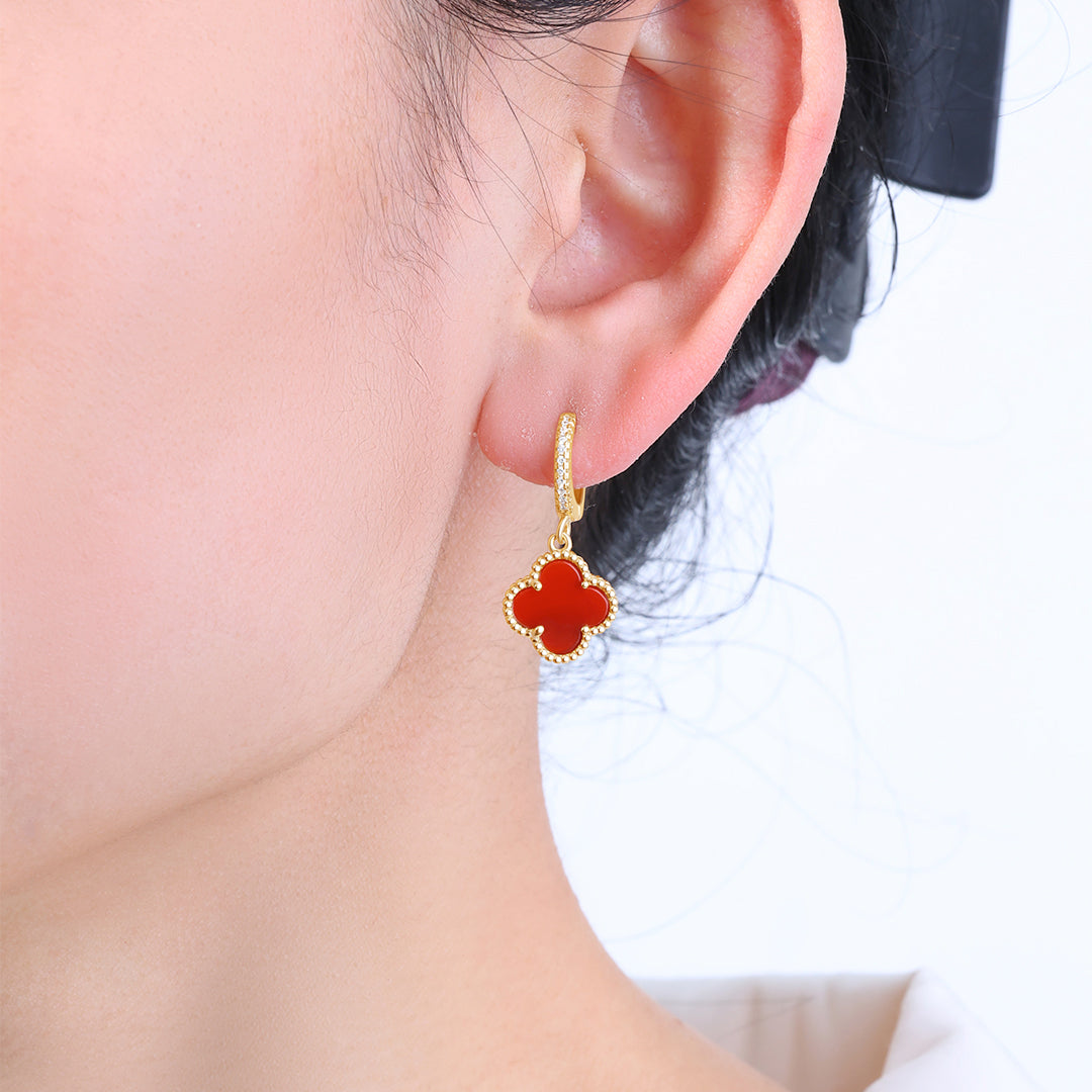 Pavé Clover Drop Earrings by Seeyoura