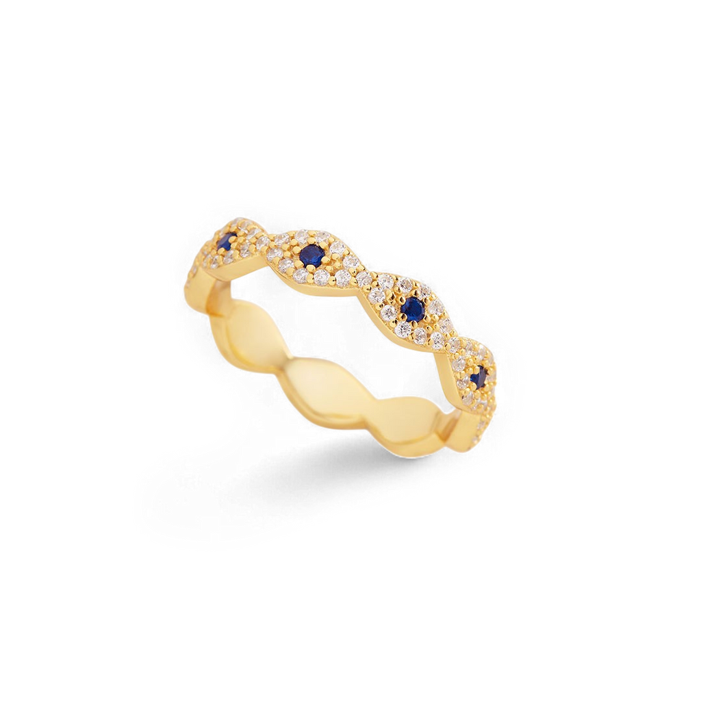 Pavé Evil Eye Ring in 18-k-gold-over-sterling-silver by Seeyoura