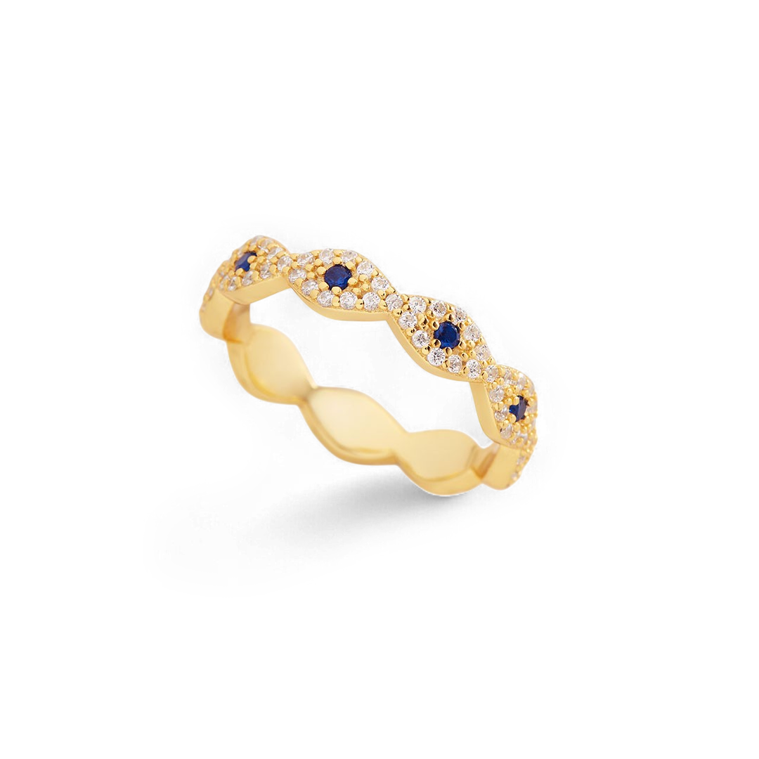 Pavé Evil Eye Ring in 18-k-gold-over-sterling-silver by Seeyoura