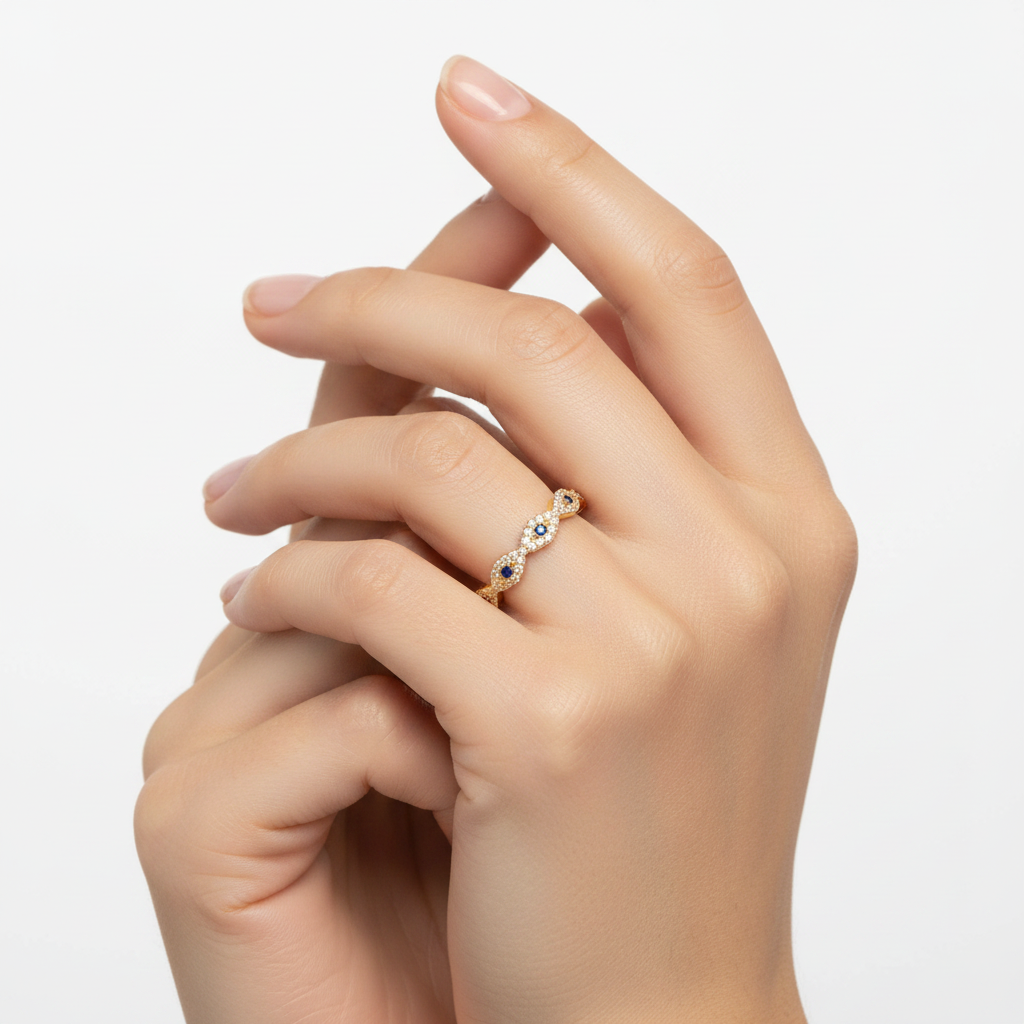 Pavé Evil Eye Ring by Seeyoura